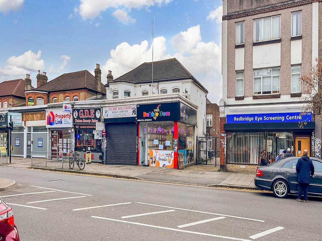 2 Retail Units and 1 Bed Flat in Ilford - For Sale with BidX1 Auctions with a Guide Price of £350-375,000 (January 2024)